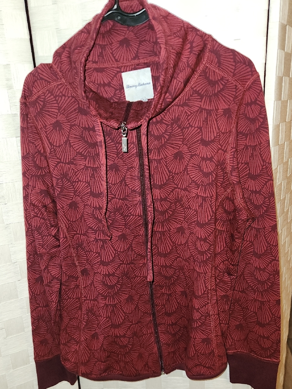 Tommy Bahama Red Maroon Patterned Zip Hoodie